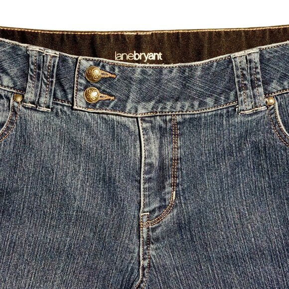 Lane Bryant Capri Denim  sz 16 Jeans  Stretch waist  Tummy Panel  2 button waist - Picture 5 of 11